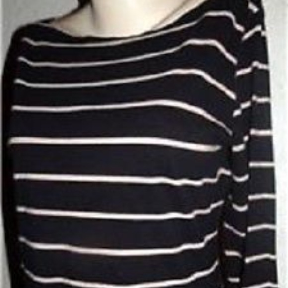 H & M Black/ Beige Stripe Stretch Knit Shirt - Picture 4 of 5